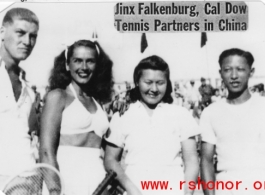 Jinx Falkenburg, Cal Jones, and Chinese tennis players in Kunming, China, 1944.