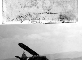 L-5 buzzing or dropping mail at Camp Schiel, China, 1945.