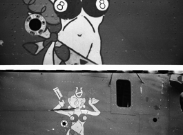 Nose art of a crashed B-24 bomber, "Lady Luck II." In China during WWII.