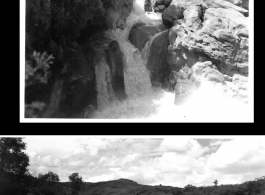 A dam and and falls about 8 miles southeast of the Luliang air base area in Yunnan province, China, where the GIs went to swim and relax. During WWII.