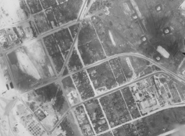 Aerial photograph of a base, possibly Allied, during WWII.