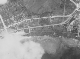 Aerial photograph of a base, possibly Allied, during WWII.