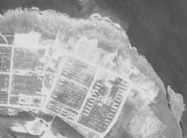 Aerial photograph of a base, possibly Allied, during WWII.