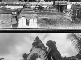 Temple complex and architecture in India, at the large Jagannath Temple of Odisha complex (Hindu) in India.  Scenes in India witnessed by American GIs during WWII. For many Americans of that era, with their limited experience traveling, the everyday sights and sounds overseas were new, intriguing, and photo worthy.