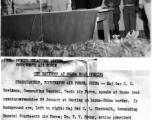 Maj. Gen. H. C. Davidson gives a speech at the Burma Road opening ceremonies at Wanting. In the background (left to right) are General C. L. Chennault, Dr. T. V. Soong, General Wei Li Huang, and Lt. Gen. Dan I Sultan. 