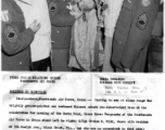 Three sergeants of the 14th Air Force meeting costumed Chinese performers of the celebration for the opening of the Burma Road. Left to right: M/Sgt. Graham K. Kidd, Actor Li Gin Pui, S/Sgt. Albert Wong, actor Tu Wen Lin, and M/Sgt. Richard L. Hapgood. In China during WWII.