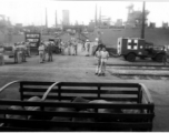 A ship and medical transport at the No. 1 Berth of the Princep Ghat in India, during WWII.