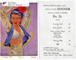A menu for a three course dinner at a restaurant in Calcutta, India, during WWII.  Supplied by Jay Anderson.