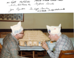 CBI veterans and a model of a basha at the CBIVA New  York Convention, March 1983: On the left is Jules Kotarski, and right is Joe Reynolds.