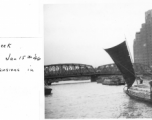 Suzhou Creek, Shanghai, with Broadway Mansions in background, on January 15, 1946.