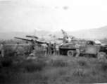 12th Air Service Group mechanics salvage a P-51 fighter in China during WWII.