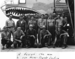 Men of the Aero-Repair Section, 61st Air Service Group, stand before a a B-25 in the CBI. "Note all the night missions on the plane."  From the collection of David Firman, 61st Air Service Group.