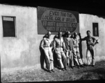 American GIs pose with STD sign in the CBI during WWII.    From the collection of David Firman, 61st Air Service Group.