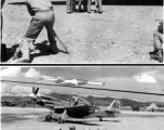 General Chennault on the flight line in conference with pilot officers, navigators, and bombardiers, while a camera crew catches it all in this contrived scene. In China, during WWII.