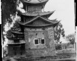 A temple, ancestral hall, church, or similar building in SW China during WWII.