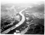 Bombing of Đò Lèn Bridge in Hà Trung Town in French Indochina (Vietnam), during WWII. In northern Vietnam, and along a critical rail route used by the Japanese.