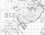 Sea sweep air mission map for May 1944, showing locations near or in China where attacks were made on Japanese by U. S. aircraft.  From the U.S. Government sources.