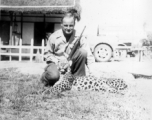 Lt. Bill Pribyl with a Bengal leopard in Teok, India, in December 1945.