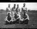 "The last troops to leave Burma and North India."  Top image: Capt. Adams, Lt. Scott, Lt. Robins, and Lt. Pribyl.  Bottom image: Lt. Zimmerman, Lt. Norman Stanley, Capt. Wexler, and Lt. Pribyl.