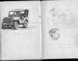 The wartime notebook of S/Sgt. Tom L. Grady. In his notebook, as a talented and curious young artist while in the CBI, he recorded scenes and vignettes that he saw in his life. He also recorded names and contact info for the people he met.  "Nadzak. Pawling, N. Y.  Rest Camp."