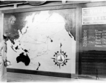 GI looks at flight route map at Kwajalein.  Lt. Mazer was initially released from active duty on January 12, 1947. However, he apparently was posted to Asia or had military trips to Asia between the end of the war and his release (or before April 1, 1948), visiting the Philippines, Okinawa, and various American-held islands on his route over the Pacific.