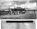 Crew of 341st Bombardment Group with B-25 in China on October 26, 1944.  Radio--? Haynes?  Pilot - Biswell  Tail gun - Murphy  Bomb - Piazza  Copilot - Burgess  Eng/Top turret - Waskiewisz  Navigator - Seymour Mazer