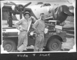 Radar men at Chenggong air base, Yunnan, China. During WWII.  Ira Underwood, Bill Lesak.  374th Bombardment Squadron B-24 "Massa's Dragon" #42-109862 in revetment at Chenggong.