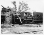 Steam engine named "The General Yount" of the Rangoon Limited in Burma.  During WWII.  797th Engineer Forestry Company.