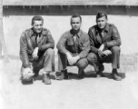 Three members of the 341st Bombardment Group pose in the CBI during WWII. Dan Loring (11th Squadron) on the right.