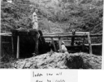 Small saw mill in India using human labor. Near Darjeeling Rest Camp. During WWII.