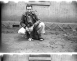 GI with dog on base in Yunnan, China, during WWII.