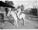 GI on horse ride during R&R at Darjeeling, India. 2005th Ordnance Maintenance Company, 28th Air Depot Group, in India during WWII.
