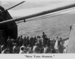 View from the troopship MS Torrens taking the Americans, including Schuhart, home, in late 1945. The back of the photo had the annotation "New York Harbor" on it, but this image in definitely not New York--the pointy mountains in the distance do not match New York, and they arrived New York in December, which would not be the sweltering hot scene here. 