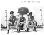 Air Force flyers visit the Taj Mahal.  Dave Hayward, Hawkins, Dunham, and Richmond.  22nd Bombardment Squadron, in the CBI.