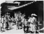 Flyers visit village near and American base is SW China. 22nd Bombardment Squadron, during WWII.