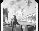 Charles Klaes with B-24 "SHOOTIN' STAR," in the CBI during WWII.  "B-24s in my squadron."