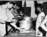 Base chow line at Gushkara, India, during WWII.