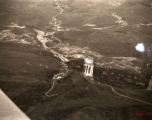 Huangguoshu waterfall from the air during WWII, taken over the wing of an America fighter plane in by pilot Charles A. Breingan.