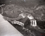 Huangguoshu waterfall from the air during WWII, taken over the wing of an America fighter plane in by pilot Charles A. Breingan.