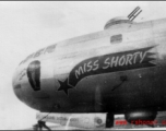 B-29 bomber "Miss Shorty" at American base in China, during WWII.