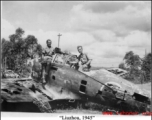 Robert Riese (right) and another GI check out derelict Japanese fighter plane at Liuzhou during WWII, in 1945.