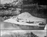 A building in the snow during WWII in China.