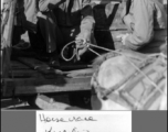 Col. Richard Wise (holding reins) wins the prize--a spittoon "Piss-pot" at a horse race arranged at Guilin during WWII.