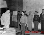Award for crew of Casey Vincent. During WWII. Clinton D. "Casey" Vincent is the tall one in back, second from the right.  Far left is probably  Lt. Col. Grattan "Grant" Mahony (commander of the 76th Fighter Squadron).