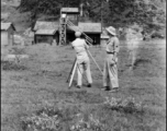 Cameramen film at an American air base in Guangxi province, China, during WWII. This is either Liuzhou base or Guilin base.