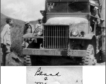 "Beard" and Do"Beard" and Douglas Runk driving a 96th Field Hospital truck "moving the 3rd Battalion -- 1st Trip." Truck provided by Service of Supply (SOS). Runk driving a 96th Field Hospital truck "moving the 3rd Battalion -- 1st Trip."