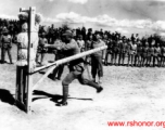 An American instructor working with Chinese troops on the bayonet during WWII.