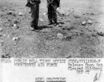 Japanese hoped to destroy personnel and equipment at the former Fourteenth Air Force base at Liuchow, but American soldiers have equipment with which to safely remove the mines. Liuchow was recaptured on 30 June, 1945.