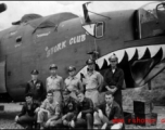 The B-24 bomber "Stork Club" crew posing for a picture.