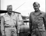 American officers stand in front of jeep in India during WWII.    From the collection of David Firman, 61st Air Service Group.